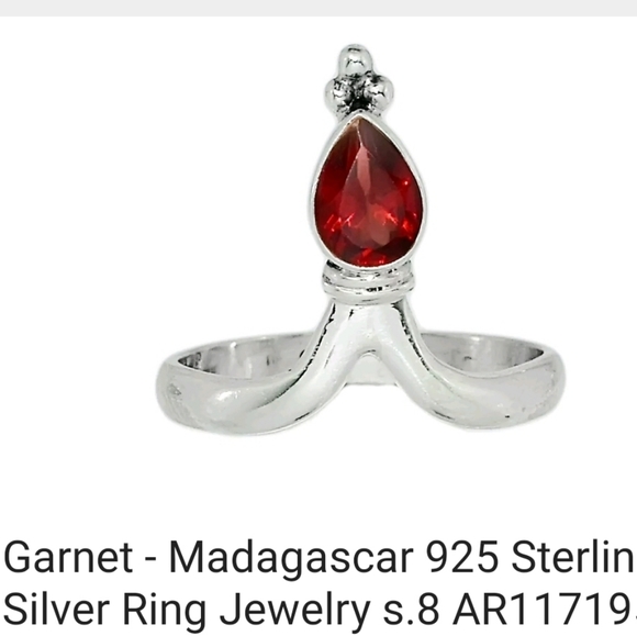 Flash Sale GENUINE GARNET RING .925 s8 - Picture 3 of 3